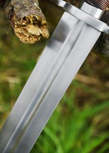 Medieval one-and-a-half-handed sword with a scabbard, blunted