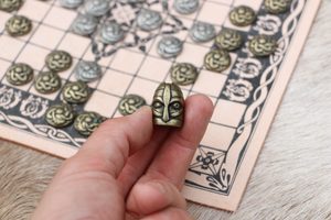 HNEFATAFL or Tafl, Viking Board Game - leather and stones