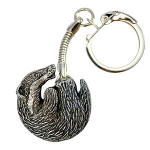 Badger key ring, zinc antique silver