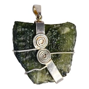 FLORA - MOLDAVITE, silver pendant Ag 925