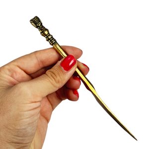 Medieval knife with virgin, brass