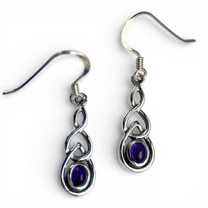Celtic knot, amethyst, silver earrings 925/1000