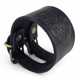 BOHEMIA, leather bracelet with Czech lion, black