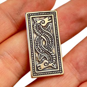 SLEIPNIR, viking belt concho, bronze