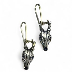 CERF - crâne, boucles d'oreilles argent