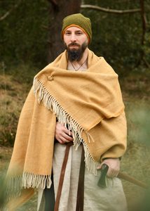 Wool cap, crocheted, green-yellow
