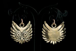 OWL HEAD, pendant, bronze