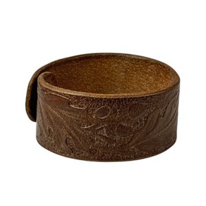 Oak leaves, leather bracelet - dark brown