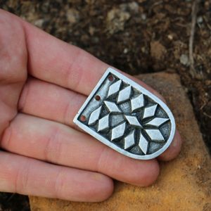 VIKING STRAP END for Belts, Haithabu, zinc - antique silver