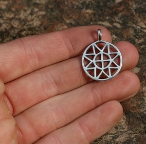 SUN and CROSS, small, silver pendant