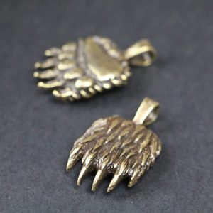 BEAR PAW pendant, zinc, antique brass