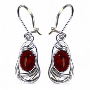 WARTA, silver earrings, amber, Ag 925