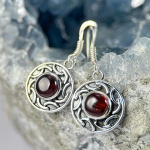 BRIGID, boucles d'oreilles en argent, grenat, Ag 925/1000