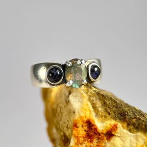 CITTADELLA, silver ring - labradorite and iolite, Ag 925/1000
