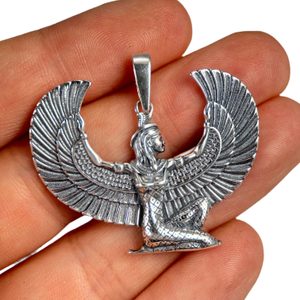 WINGED ISIS, Egyptian Goddess, silver pendant