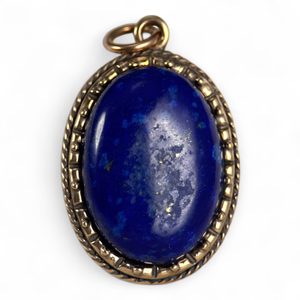 LAPIS LAZULI, large, bronze, pendant