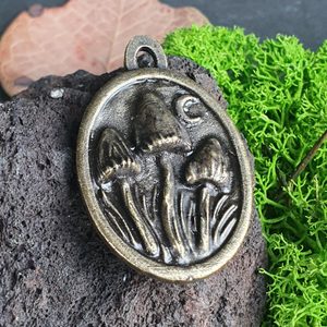 NIGHT MAGIC - MUSHROOMS :), pendant, zinc, old brass