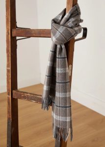 Irish Scarf, Foxford Grey and Mink Check