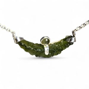 Bat, necklace - Moldavite, sterling silver 925/1000