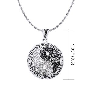 KNOTTED YING YANG, silver pendant