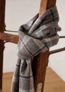 Irish Scarf, Foxford Grey and Mink Check