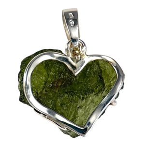 Heart, pendant - Moldavite, silver 925/1000
