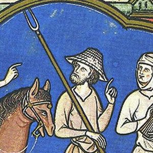 Klobouk středověký, ručně pletený z orobince, dle Maciejowského bible