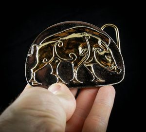 PICTISH BOAR, belt buckle - golden colour