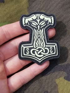 THOR's HAMMER, 3D rubber patch, glows in the dark