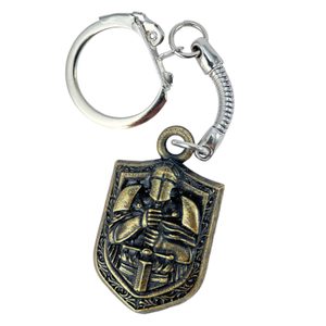Knight in armour key ring, zinc old brass