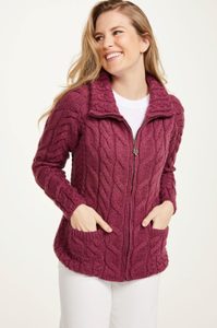 Aran Cardigan Sweater for ladies, merino wool