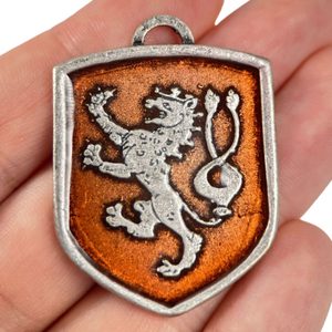 Bohemia, medieval coat of arms in shield, zinc, enamel