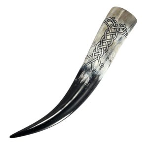 KRÄHE, Trinkhorn mit Wikingergravur