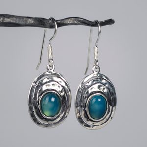 AQUARIUS, Ohrringe, Silber 925 - blauer Chalzedon