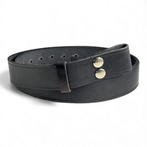 LEATHER BELT with buckle change system, black