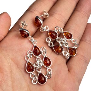 ELIZABETH, boucles d'oreilles en argent, ambre, Ag 925/1000