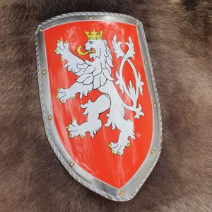 BOUCLIER MÉDIÉVAL - LION DE BOHÊME, MÉTAL, FAIT MAIN - BOUCLIERS PEINTS ET DÉCORATIFS{% if kategorie.adresa_nazvy[0] != zbozi.kategorie.nazev %} - ARMURES ET BOUCLIERS{% endif %}