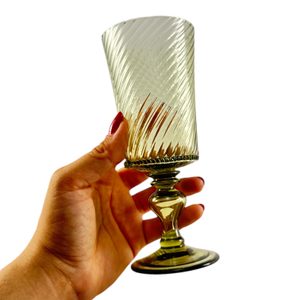 Wine goblet, forest green glass