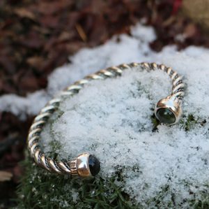 ALESIA, silver Bracelet, MOLDAVITE