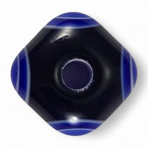 Perle celtique en verre à décor oculé, réplique, bleue