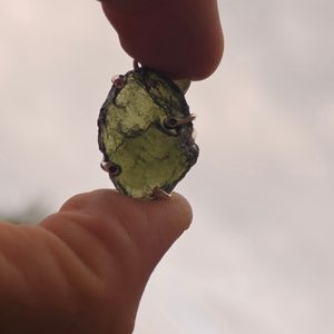 Sterling Silver Pendant with Natural Moldavite, 925 Silver