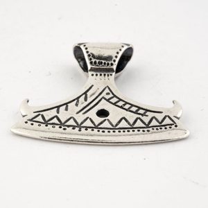 BEARDED AXE OF PERUN, silver Slavic pendant