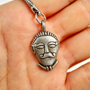 Celtic head keychain, zinc antique silver
