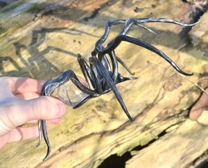 BLACK WIDOW, forged spider figure with glass