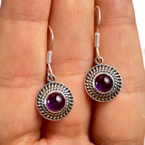 POMPEII, silver antique earrings, amethyst, Ag 925/1000