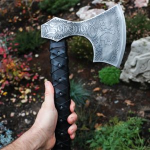 BOHEMIA - Axe, etched with leather
