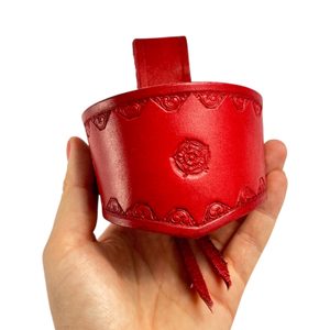 FLOWER, Leather Drinking Horn Holder, red