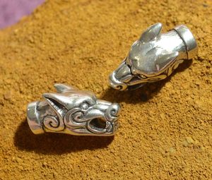 FENRIR, viking wolf head, Iceland, terminal for necklaces or bracelets, silver 925 - 1 piece