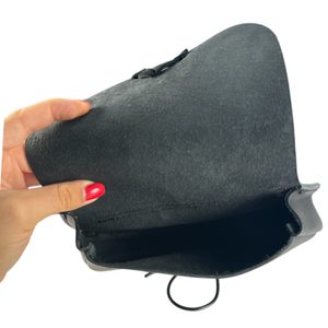 MEDIEVAL LEATHER BAG WITH ANTLER, black