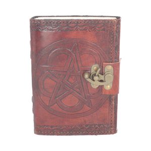 Pentagram, leather book of shadows - notebook